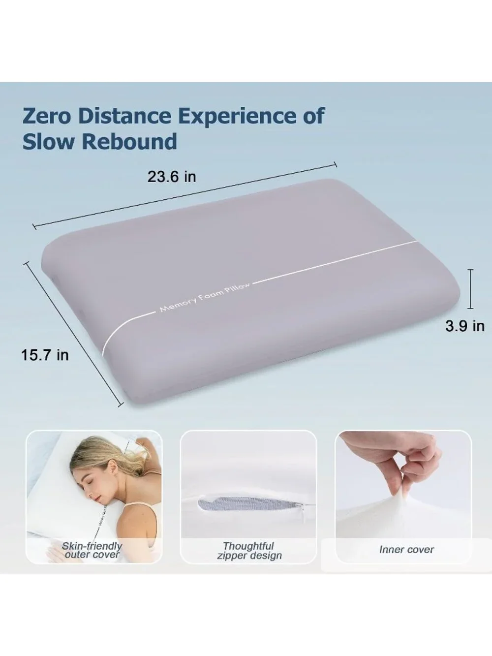 〽️Premium Memory Foam Pillow Soft Firm Dual Side Neck Support Bed Sleep Pillow